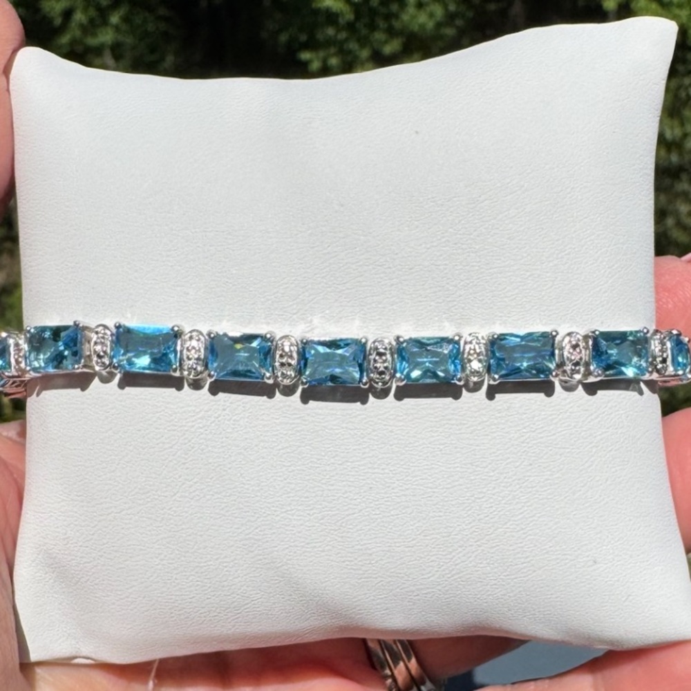 925 Blue Topaz Tennis Bracelet
